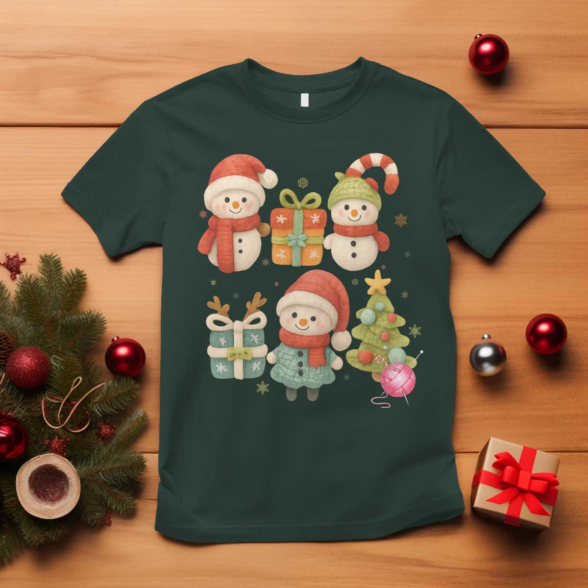 Crochet Christmas T Shirt Funny Xmas Gift For Crocheter TS12 Dark Forest Green Print Your Wear