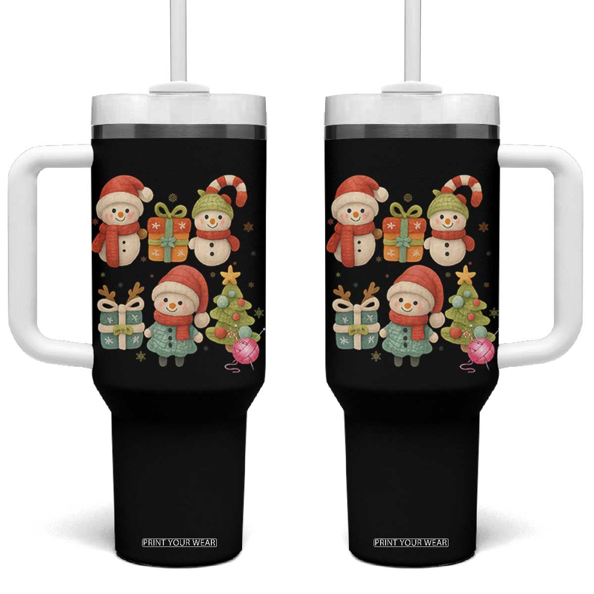 Crochet Christmas Tumbler With Handle Funny Xmas Gift For Crocheter TS12 One Size: 40 oz Black Print Your Wear