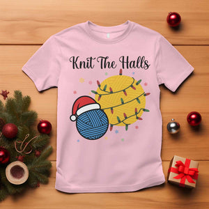 Knit The Halls T Shirt Funny Knitters Christmas Gift TS12 Light Pink Print Your Wear