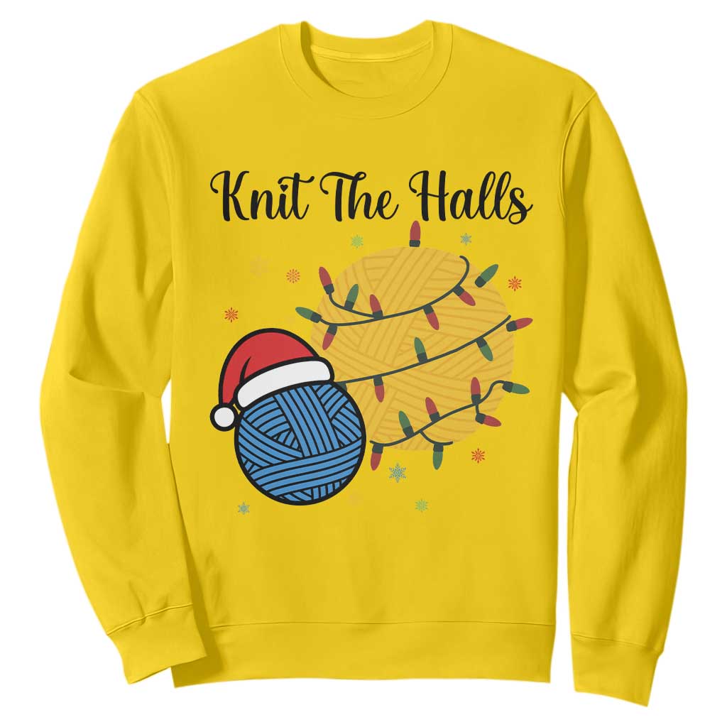Knit The Halls Sweatshirt Funny Knitters Christmas Gift TS12 Daisy Print Your Wear