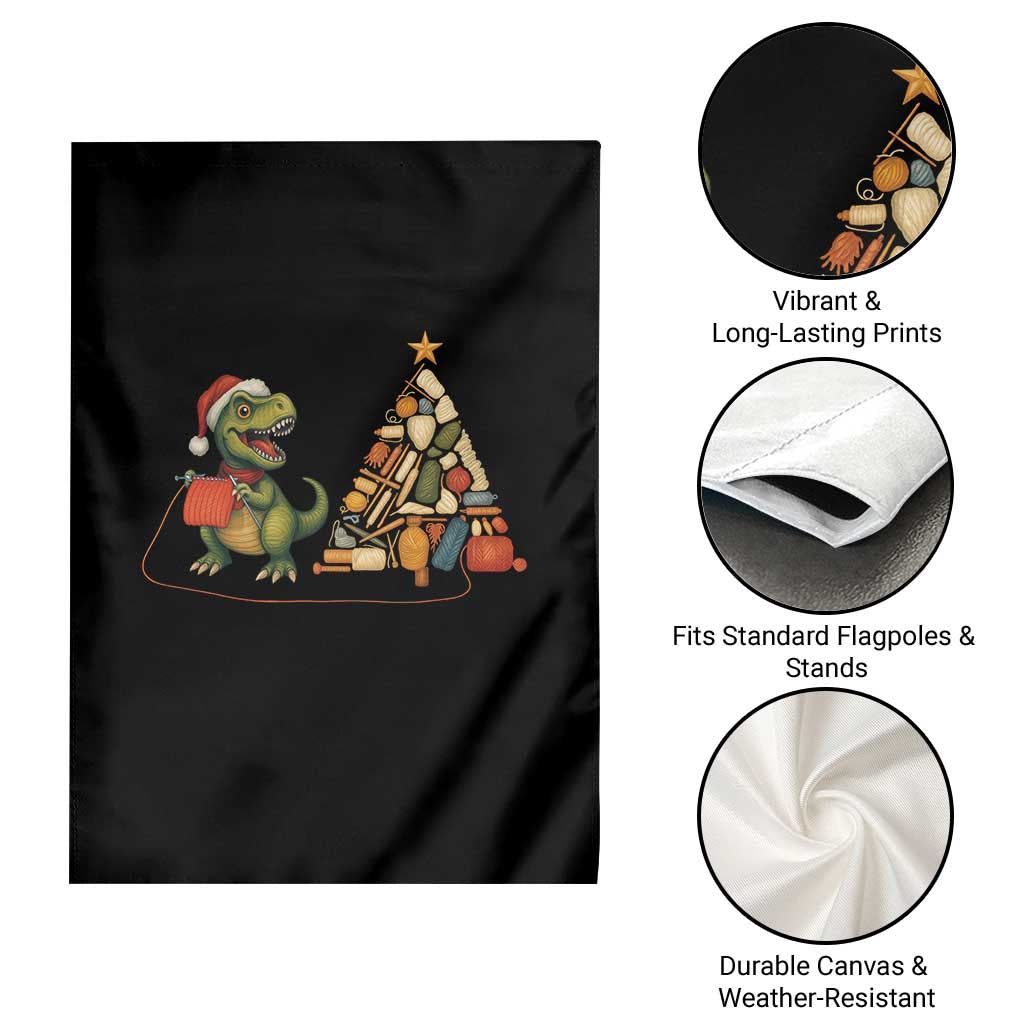 Christmas Dinosaur Knitting Garden Flag Funny Yarn Tree Gift TS12 Print Your Wear