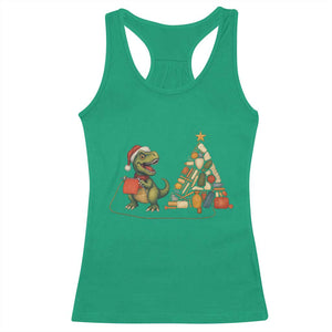Christmas Dinosaur Knitting Racerback Tank Top Funny Yarn Tree Gift TS12 Irish Green Print Your Wear