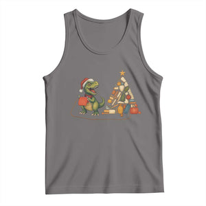Christmas Dinosaur Knitting Tank Top Funny Yarn Tree Gift TS12 Deep Heather Print Your Wear