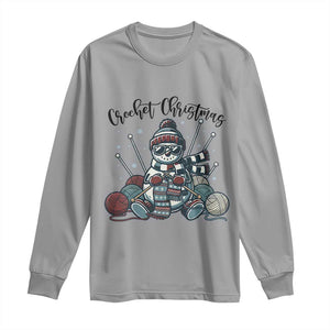 Crochet Christmas Long Sleeve Shirt Funny Snowman Crocheting Gift TS12 Sport Gray Print Your Wear