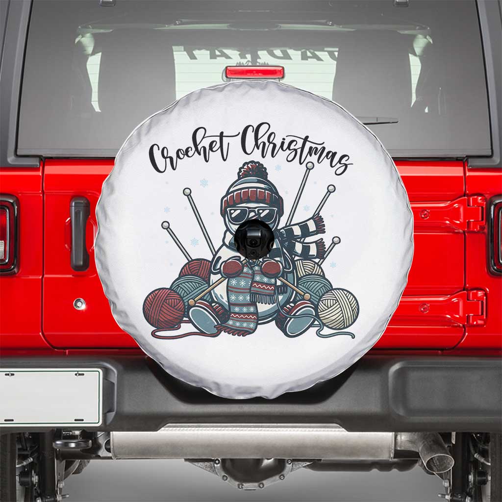 Crochet Christmas Spare Tire Cover Funny Snowman Crocheting Gift TS12 White Print Your Wear