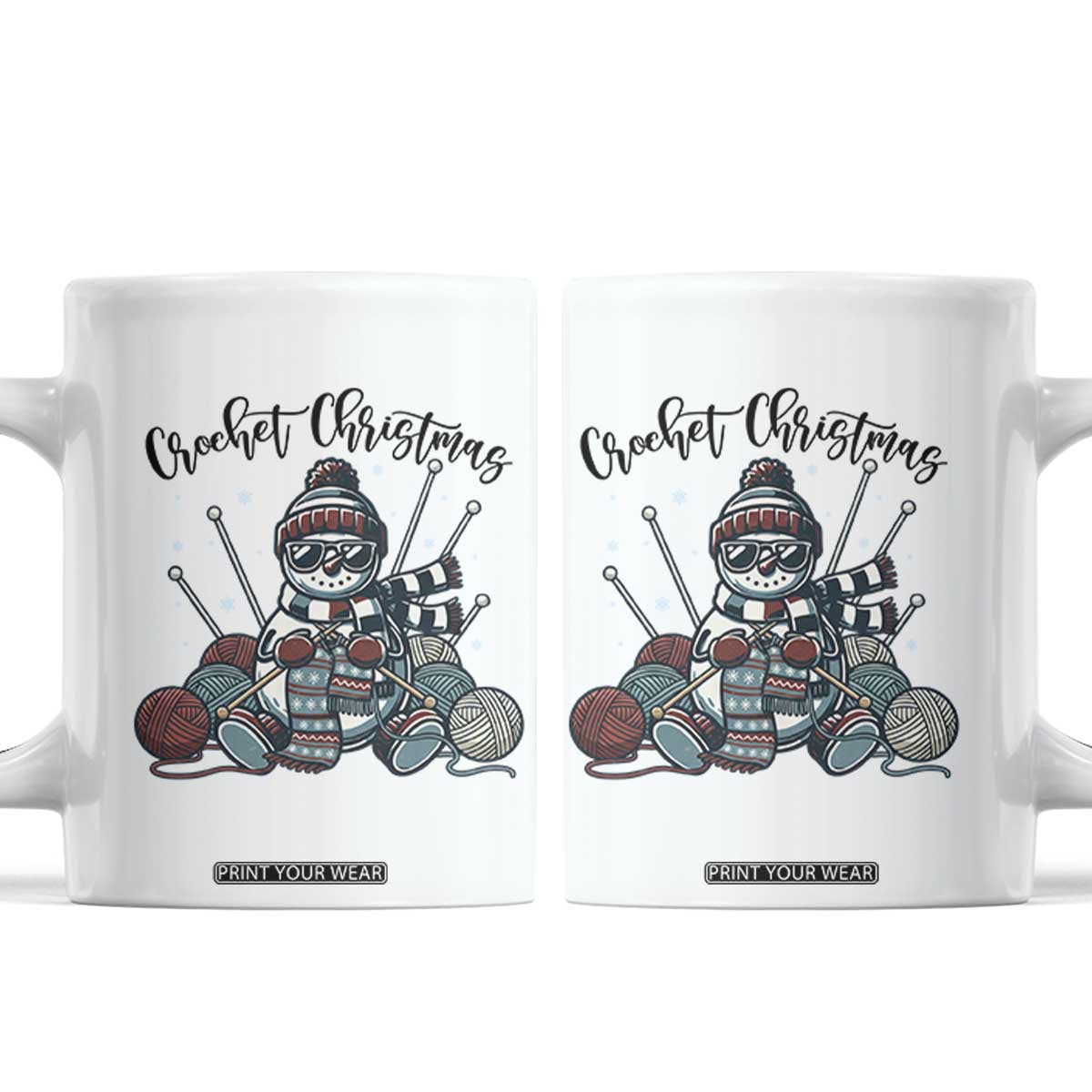 Crochet Christmas Coffee Mug Funny Snowman Crocheting Gift TS12 White Print Your Wear