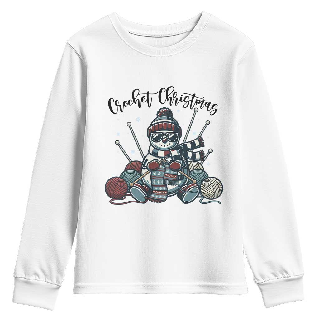 Crochet Christmas Youth Sweatshirt Funny Snowman Crocheting Gift TS12 White Print Your Wear