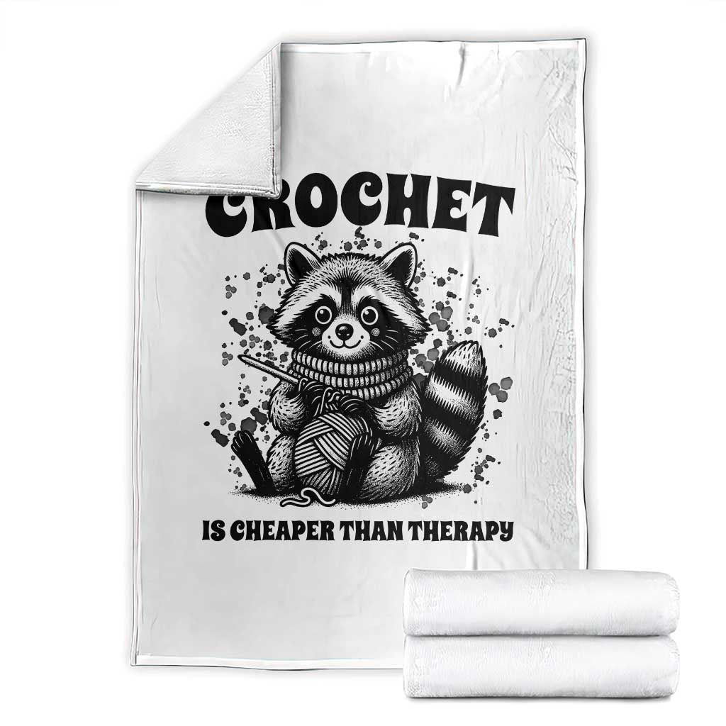 Crocheting Is My Therapy Throw Blanket Raccoon Yarn Lover TS12 White Print Your Wear