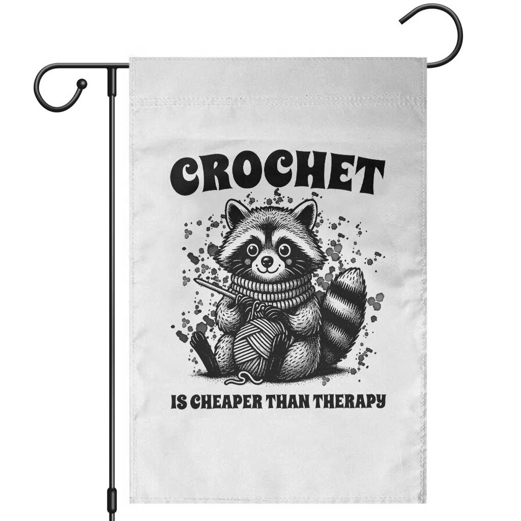 Crocheting Is My Therapy Garden Flag Raccoon Yarn Lover TS12 White Print Your Wear