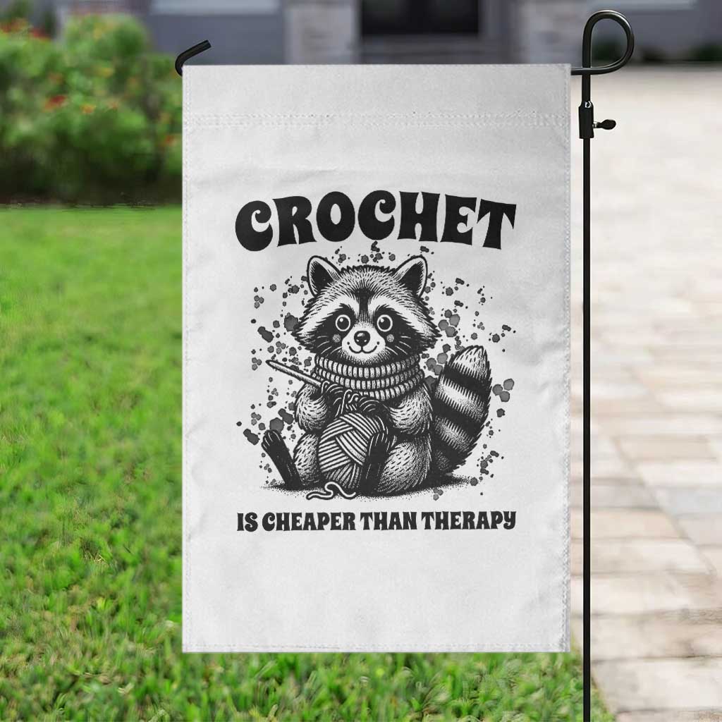 Crocheting Is My Therapy Garden Flag Raccoon Yarn Lover TS12 Print Your Wear