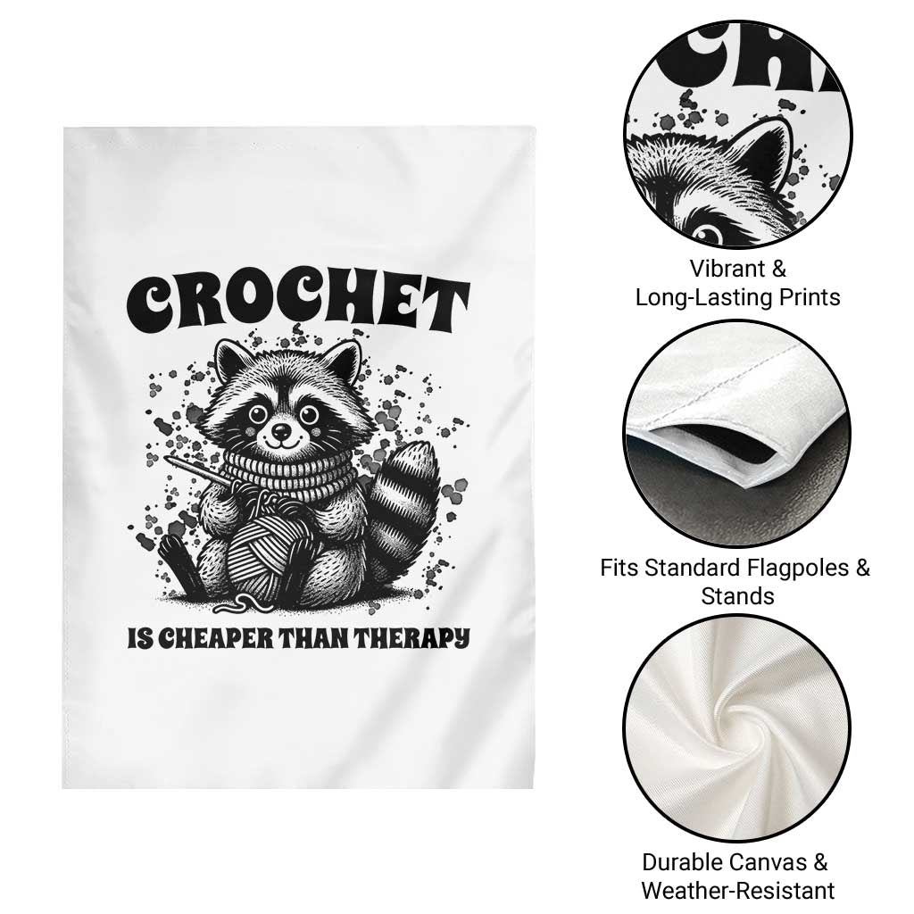 Crocheting Is My Therapy Garden Flag Raccoon Yarn Lover TS12 Print Your Wear