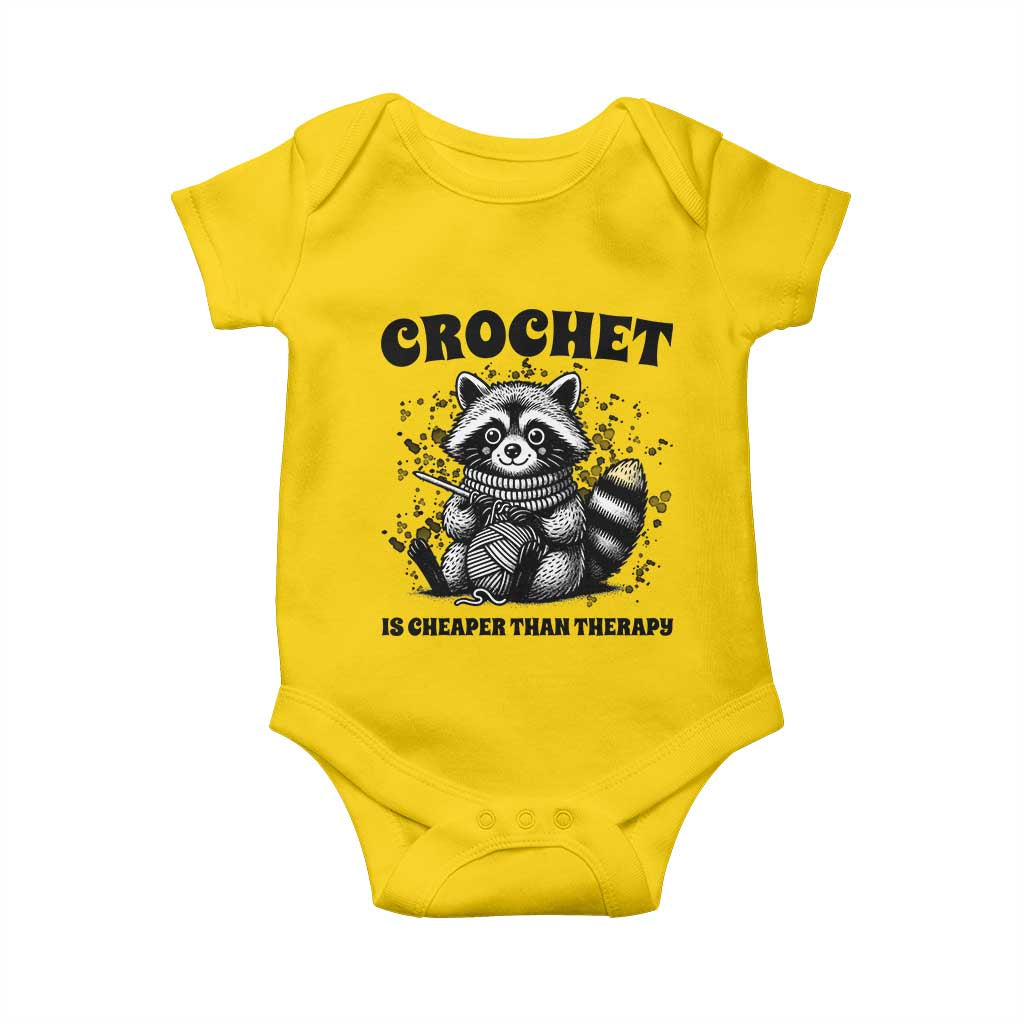 Crocheting Is My Therapy Baby Onesie Raccoon Yarn Lover TS12 Daisy Print Your Wear