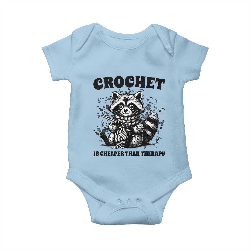 Crocheting Is My Therapy Baby Onesie Raccoon Yarn Lover TS12 Light Blue Print Your Wear