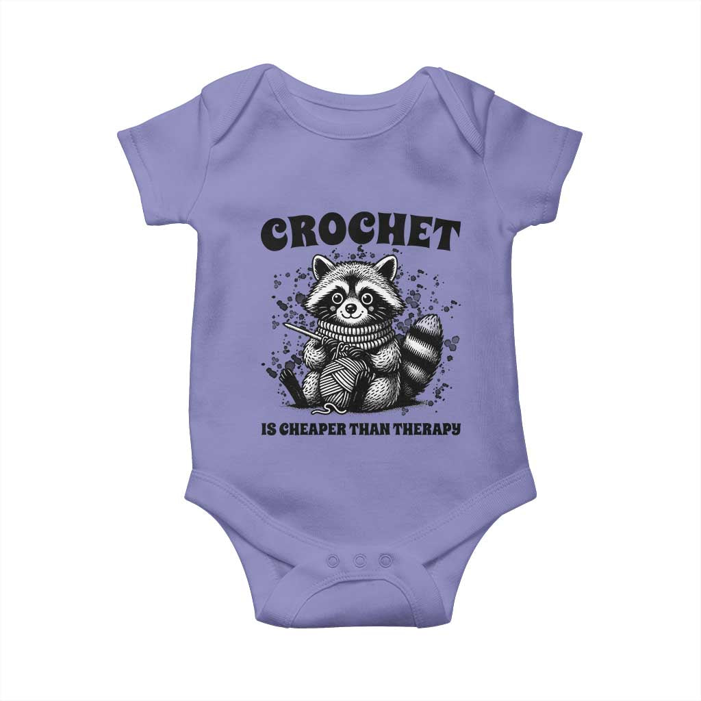 Crocheting Is My Therapy Baby Onesie Raccoon Yarn Lover TS12 Violet Print Your Wear