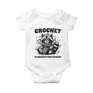 Crocheting Is My Therapy Baby Onesie Raccoon Yarn Lover TS12 White Print Your Wear