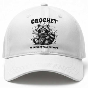 Crocheting Is My Therapy Baseball Cap Raccoon Yarn Lover TS12 Print Your Wear