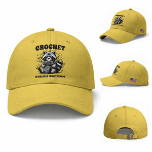 Crocheting Is My Therapy Baseball Cap Raccoon Yarn Lover TS12 Baseball Cap Universal Fit Yellow Print Your Wear