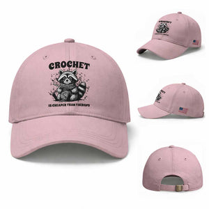 Crocheting Is My Therapy Baseball Cap Raccoon Yarn Lover TS12 Baseball Cap Universal Fit Light Pink Print Your Wear