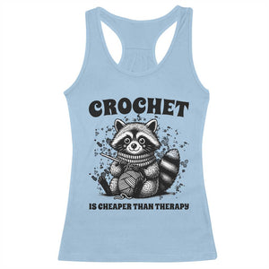 Crocheting Is My Therapy Racerback Tank Top Raccoon Yarn Lover TS12 Light Blue Print Your Wear