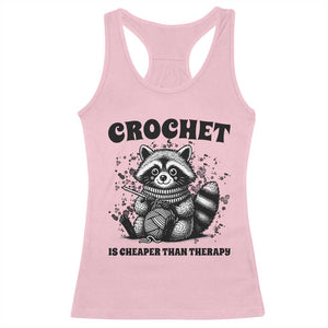 Crocheting Is My Therapy Racerback Tank Top Raccoon Yarn Lover TS12 Light Pink Print Your Wear