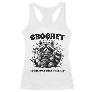 Crocheting Is My Therapy Racerback Tank Top Raccoon Yarn Lover TS12 White Print Your Wear