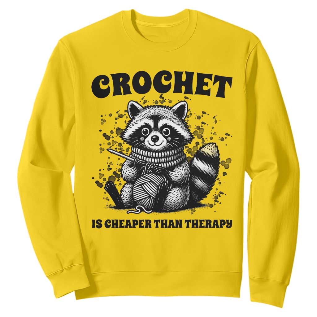 Crocheting Is My Therapy Sweatshirt Raccoon Yarn Lover TS12 Daisy Print Your Wear