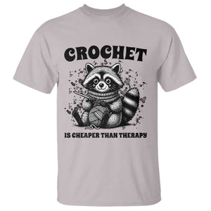 Crocheting Is My Therapy T Shirt Raccoon Yarn Lover TS12 Ice Gray Print Your Wear