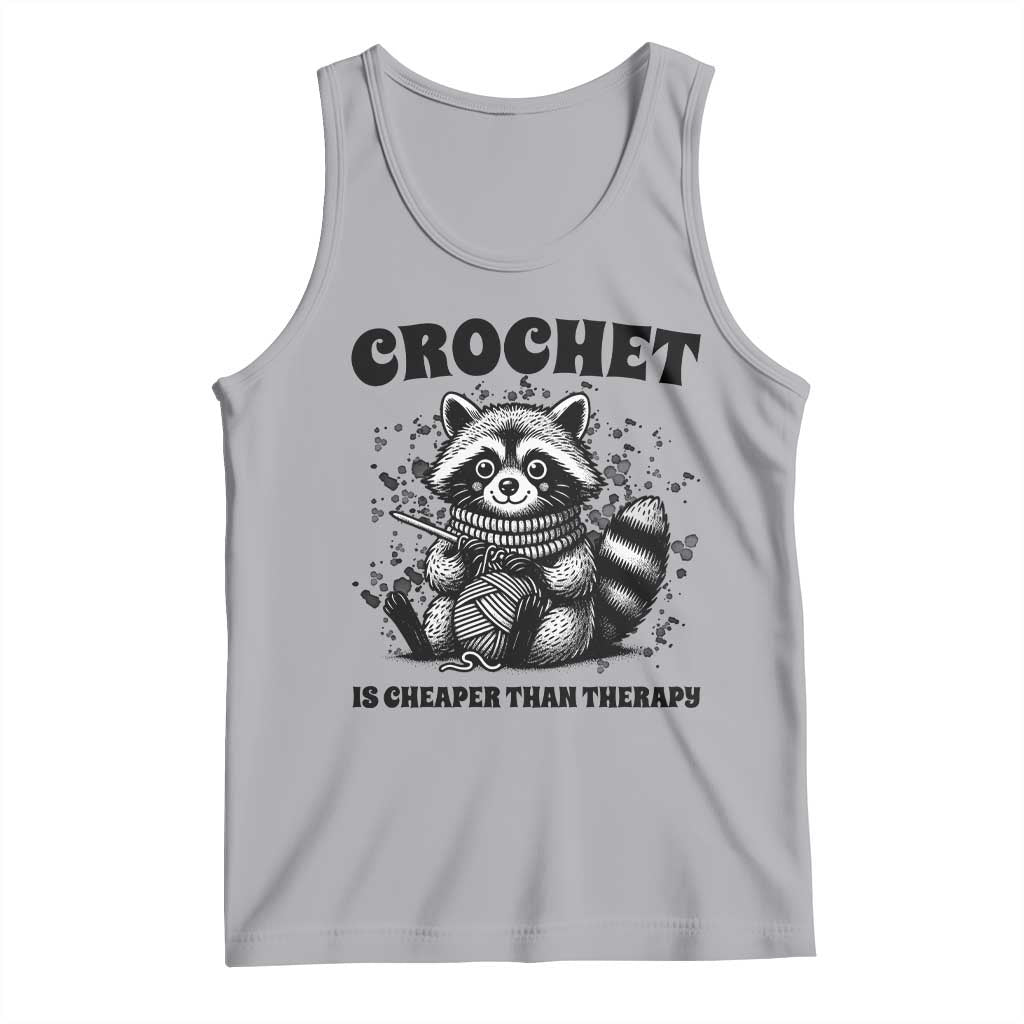 Crocheting Is My Therapy Tank Top Raccoon Yarn Lover TS12 Athletic Heather Print Your Wear