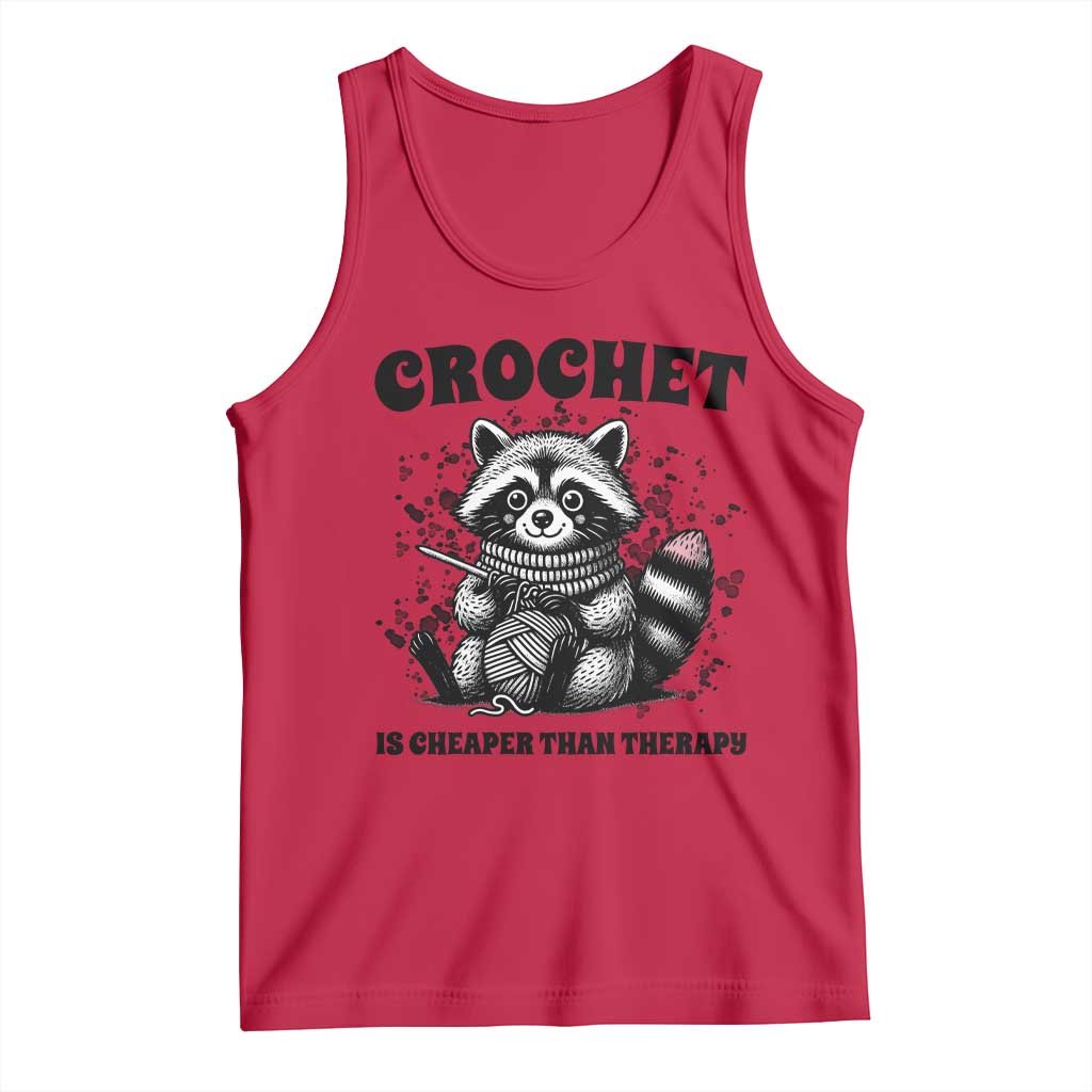 Crocheting Is My Therapy Tank Top Raccoon Yarn Lover TS12 Red Print Your Wear