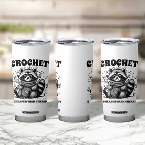 Crocheting Is My Therapy Tumbler Cup Raccoon Yarn Lover TS12 Print Your Wear