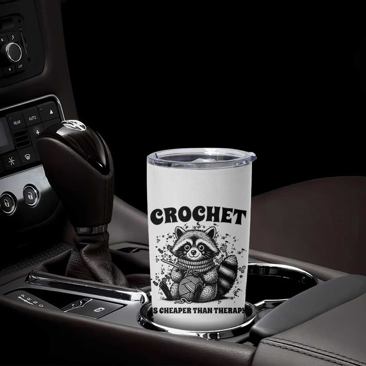 Crocheting Is My Therapy Tumbler Cup Raccoon Yarn Lover TS12 Print Your Wear