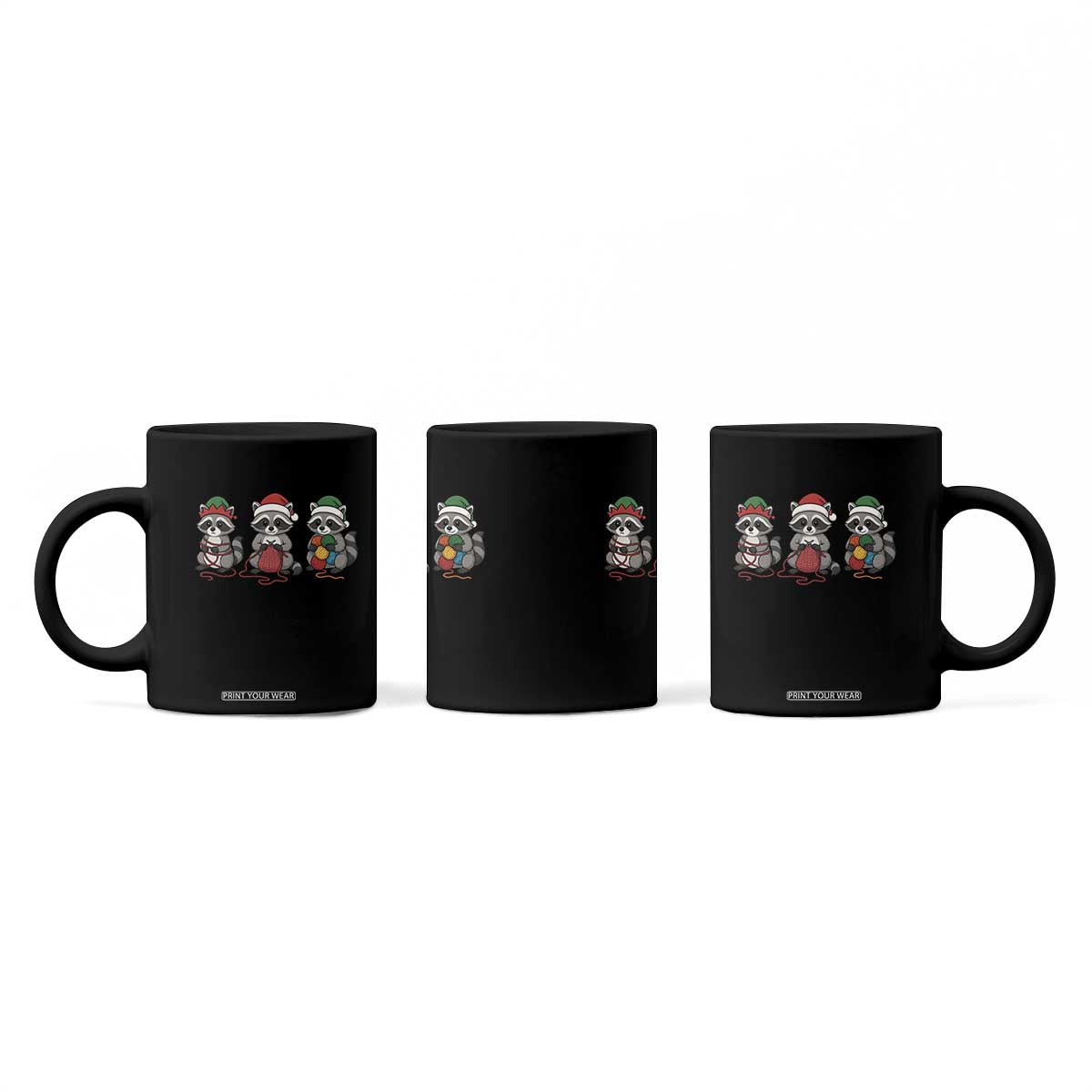 Christmas Raccoon Knitting Coffee Mug Funny Holiday Yarn Gift TS12 Print Your Wear