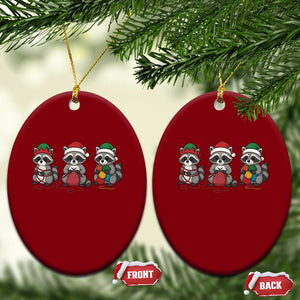 Xmas Raccoon Knitting Ceramic Ornament Funny Holiday Yarn Gift TS12 Print Your Wear