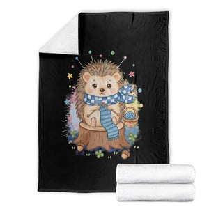 Cute Hedgehog Knitting Throw Blanket Gift For Crocheter TS12 Black Print Your Wear