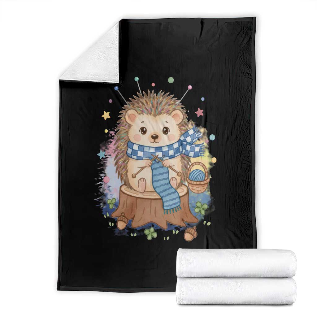 Cute Hedgehog Knitting Throw Blanket Gift For Crocheter TS12 Black Print Your Wear
