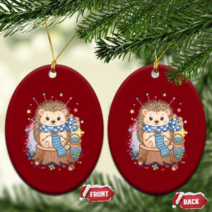 Cute Hedgehog Knitting Ceramic Ornament Gift For Crocheter TS12 Print Your Wear