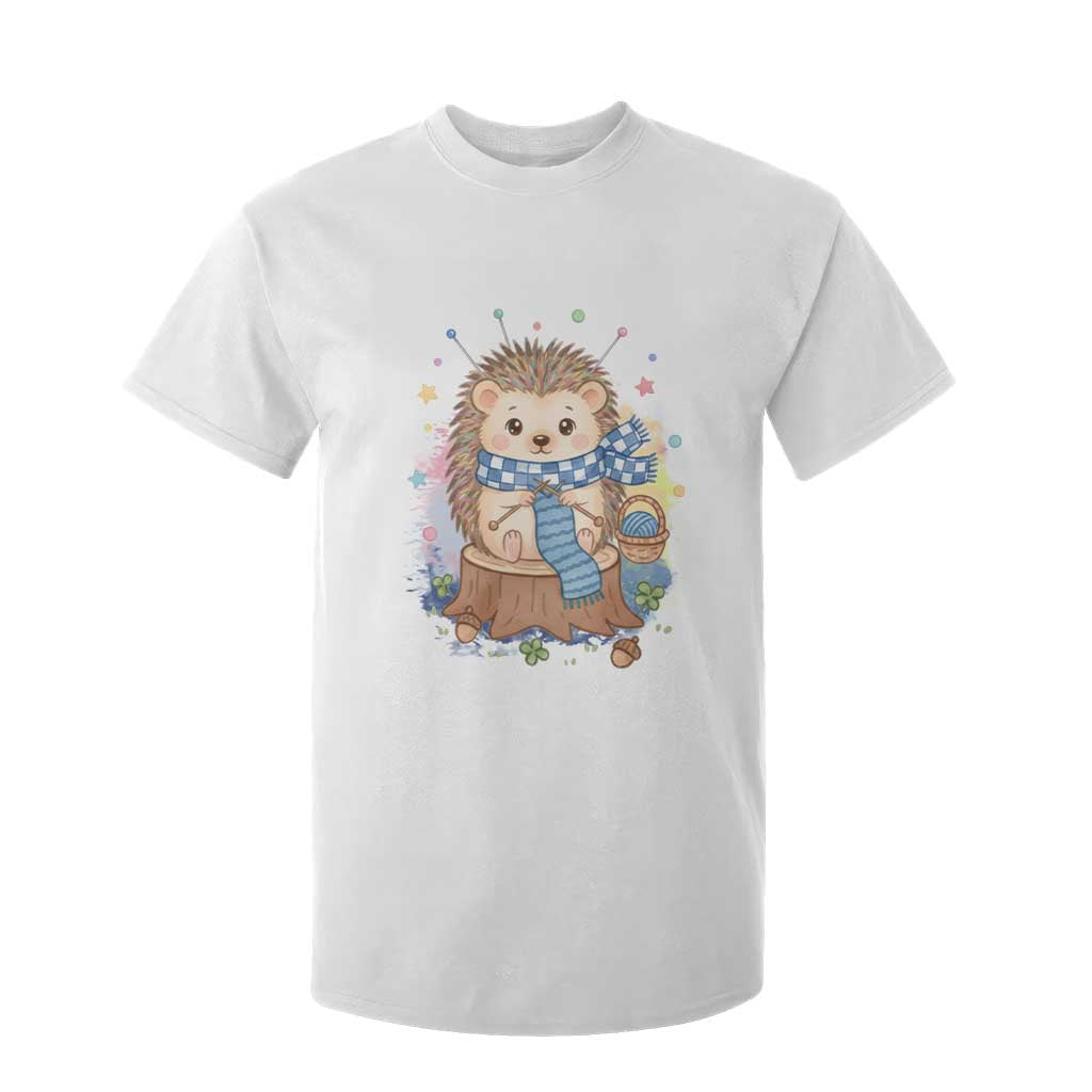 Cute Hedgehog Knitting T Shirt For Kid Gift For Crocheter TS12 White Print Your Wear