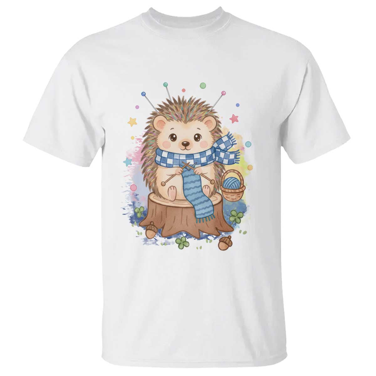 Cute Hedgehog Knitting T Shirt Gift For Crocheter TS12 White Print Your Wear