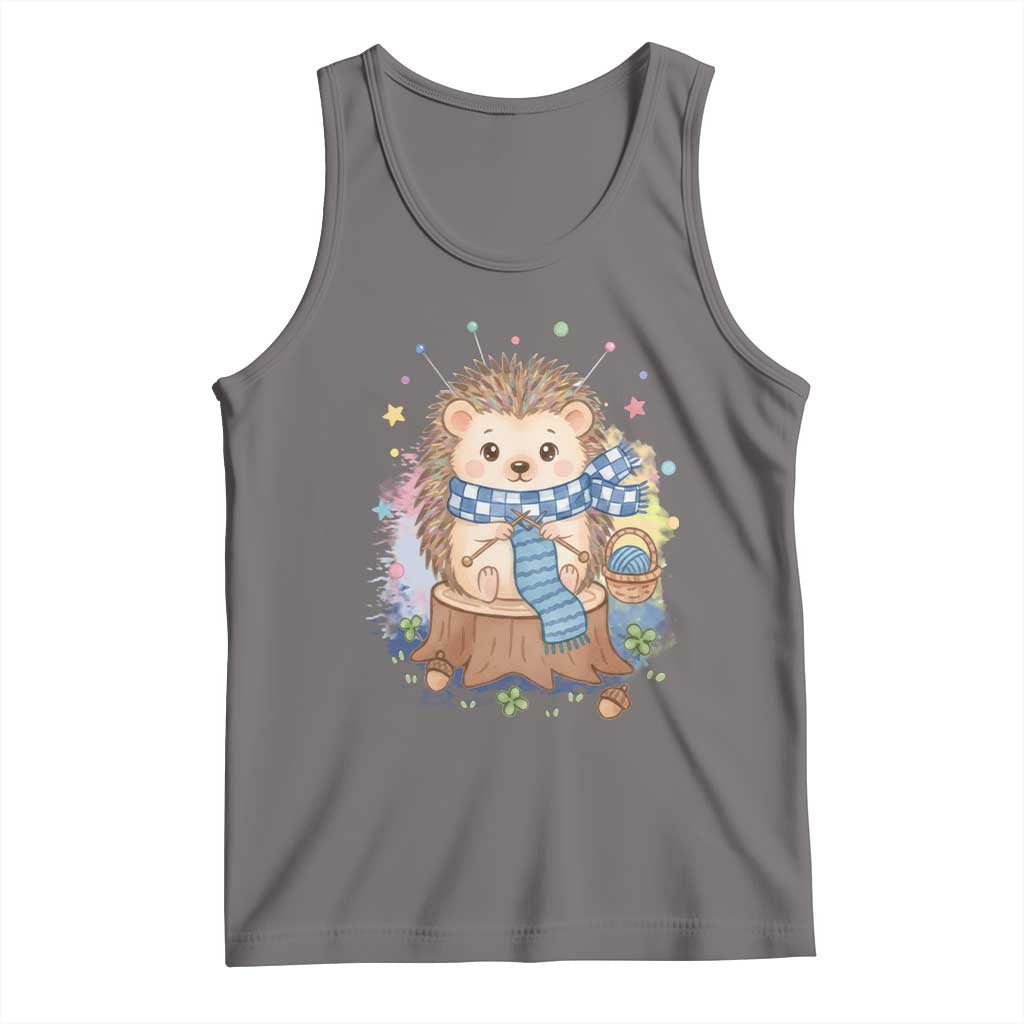 Cute Hedgehog Knitting Tank Top Gift For Crocheter TS12 Deep Heather Print Your Wear