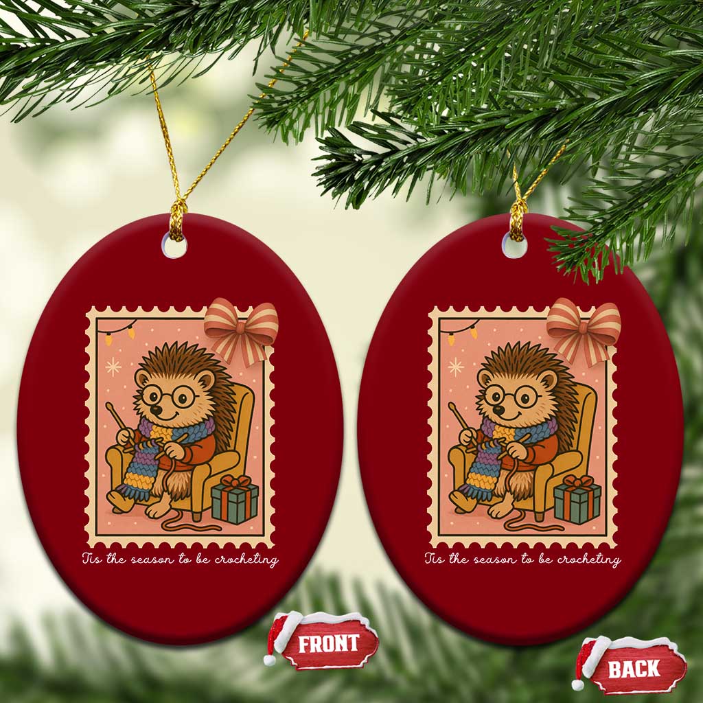 Cute Hedgehog Knitting Ceramic Ornament Xmas Holiday Gift TS12 Print Your Wear