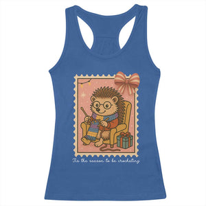 Cute Hedgehog Knitting Racerback Tank Top Christmas Holiday Gift TS12 Royal Blue Print Your Wear