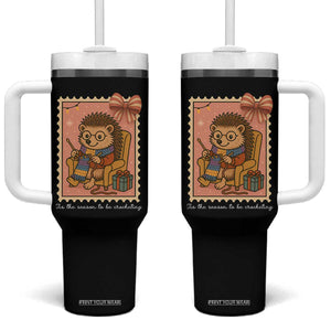 Cute Hedgehog Knitting Tumbler With Handle Christmas Holiday Gift TS12 One Size: 40 oz Black Print Your Wear