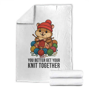 Cute Hamster Knitting Throw Blanket You Better Get Your Knit Together TS12 White Print Your Wear