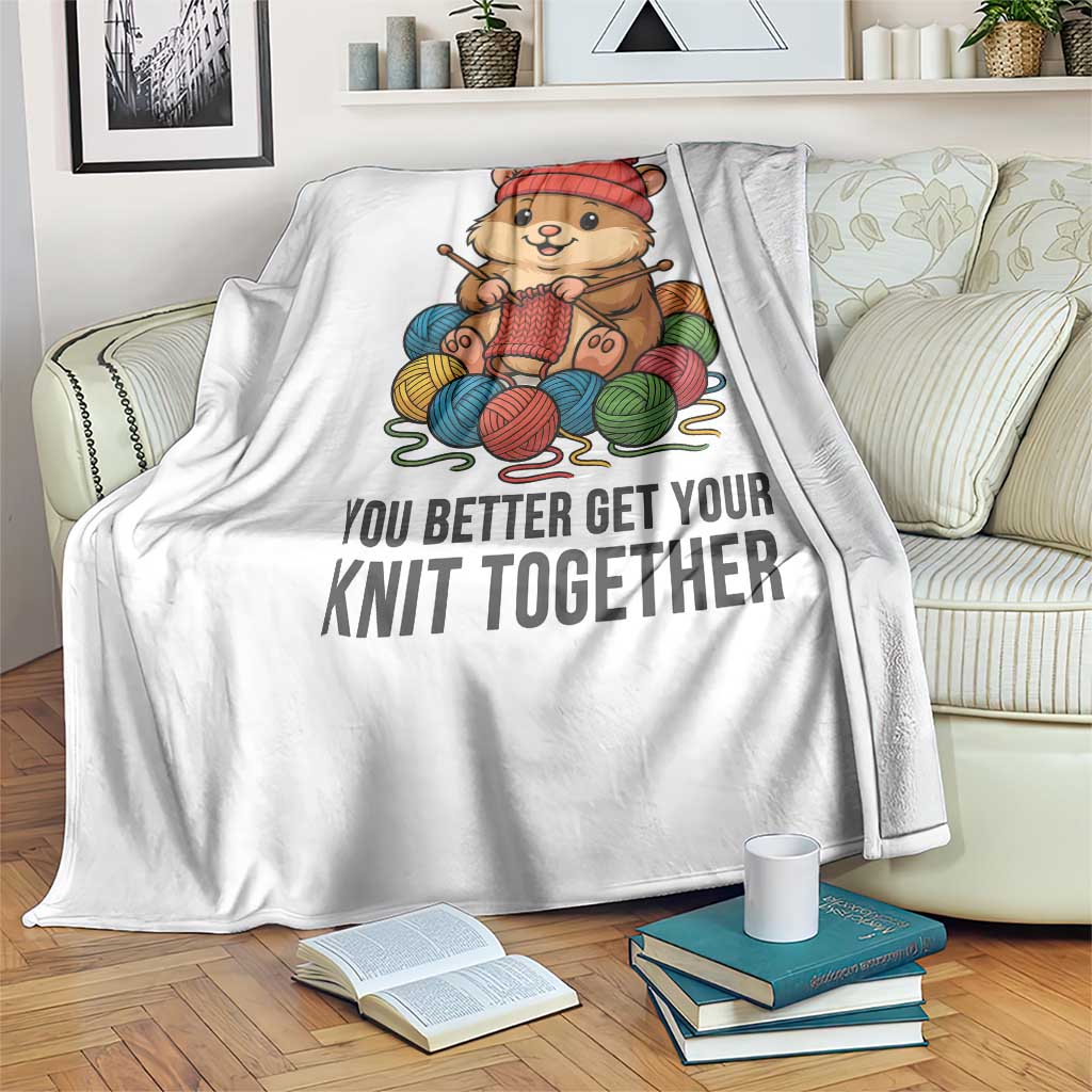 Cute Hamster Knitting Throw Blanket You Better Get Your Knit Together TS12 Print Your Wear