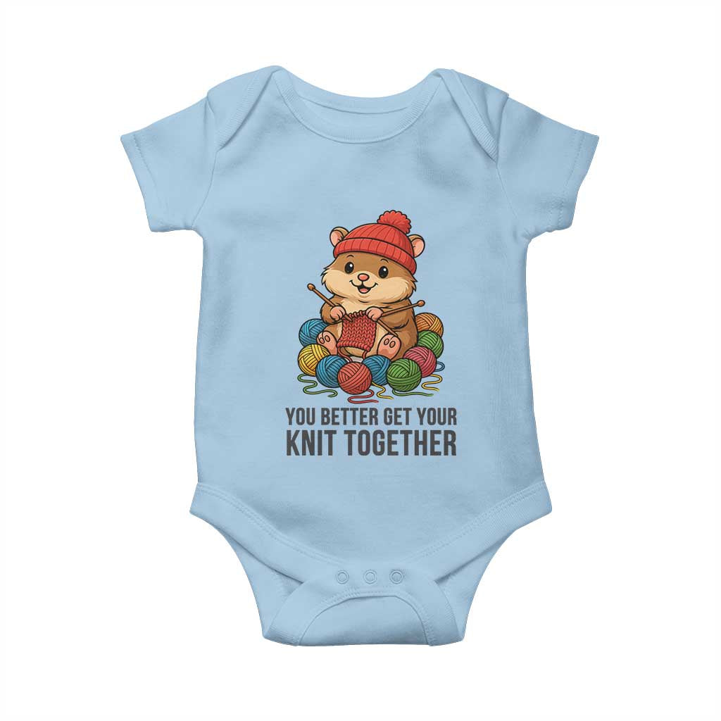 Cute Hamster Knitting Baby Onesie You Better Get Your Knit Together TS12 Light Blue Print Your Wear