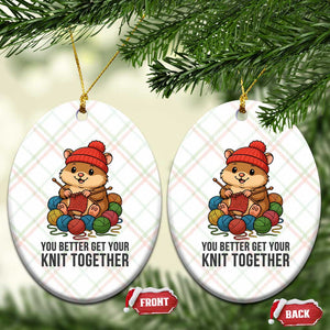 Cute Hamster Knitting Ceramic Ornament You Better Get Your Knit Together TS12 Print Your Wear