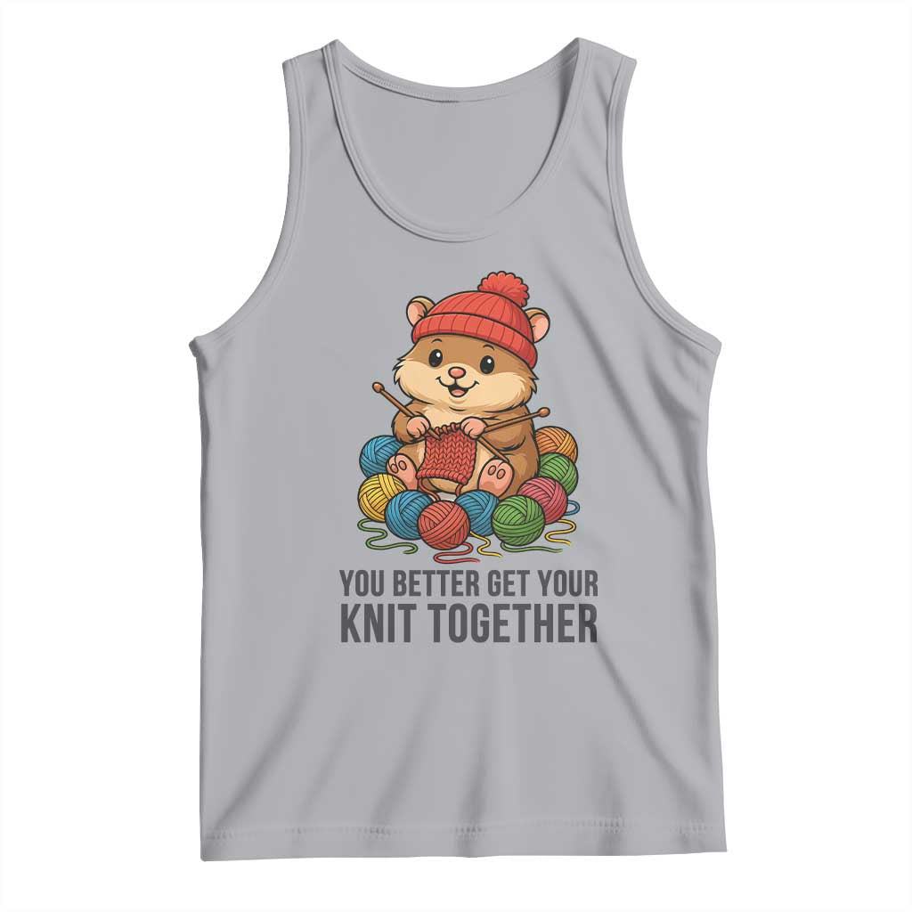 Cute Hamster Knitting Tank Top You Better Get Your Knit Together TS12 Athletic Heather Print Your Wear