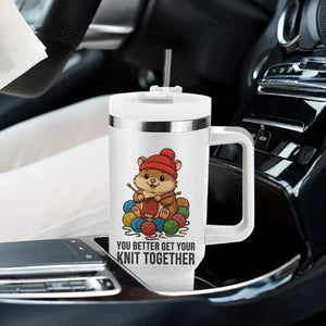 Cute Hamster Knitting Tumbler With Handle You Better Get Your Knit Together TS12 Print Your Wear