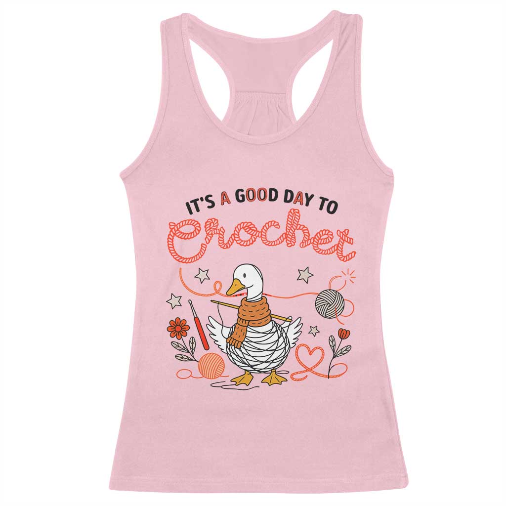 Funny Goose Crocheting Racerback Tank Top It Is A Good Day To Crochet TS12 Light Pink Print Your Wear