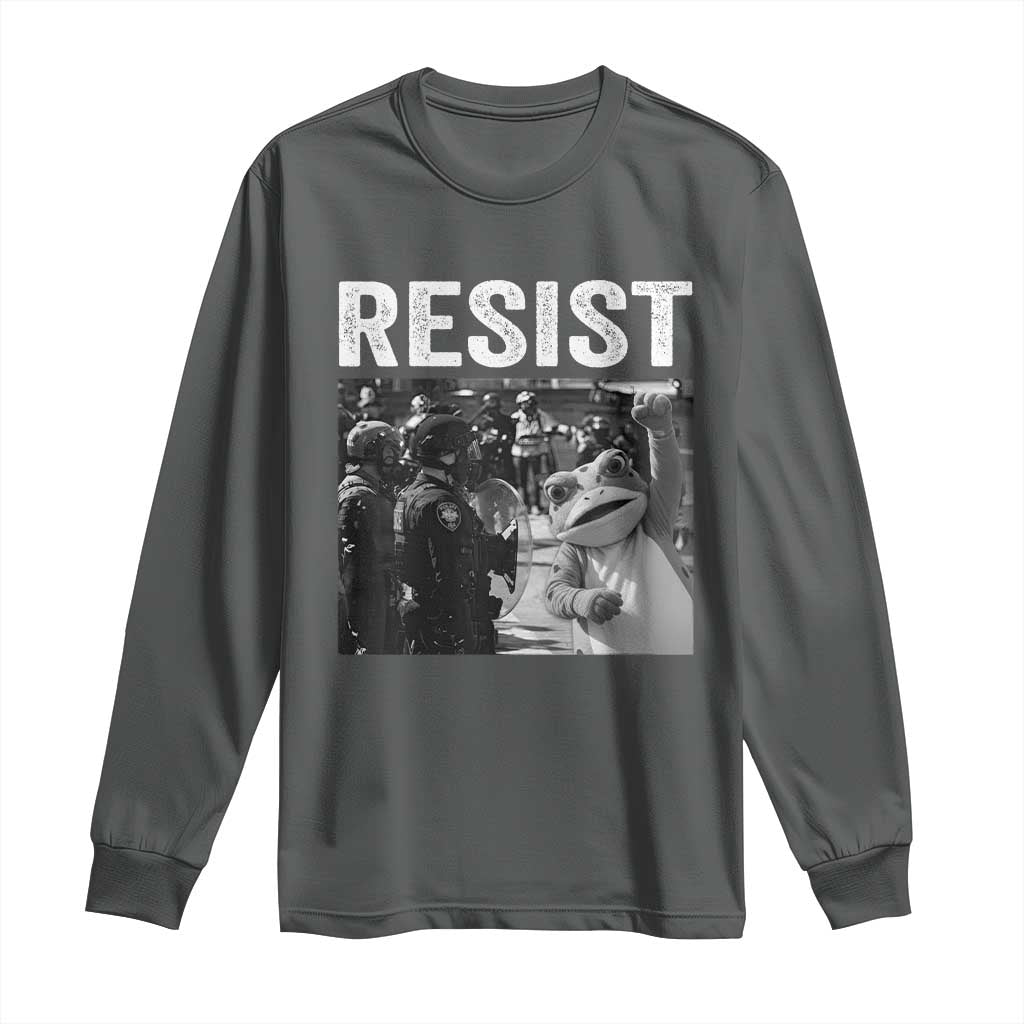 Portland Frog Protest Long Sleeve Shirt Funny Rebel Gift TS12 Dark Heather Print Your Wear